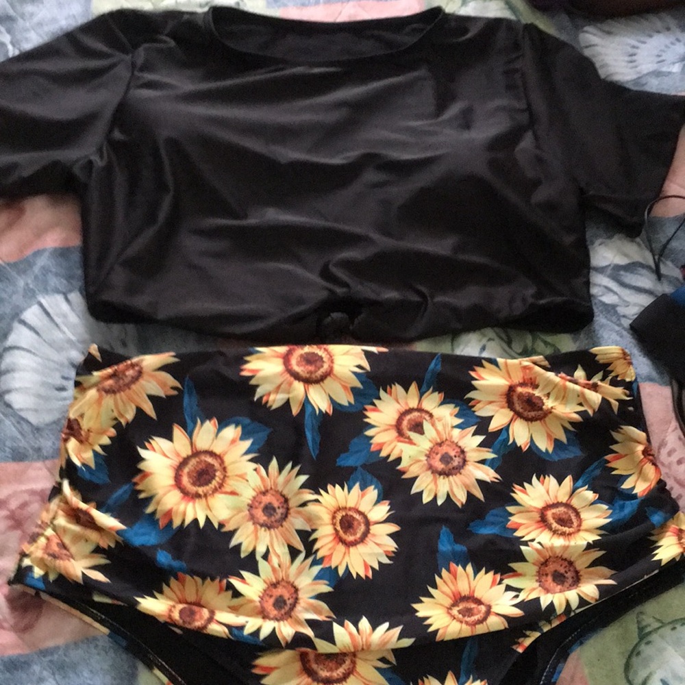 A black and yellow swimsuit